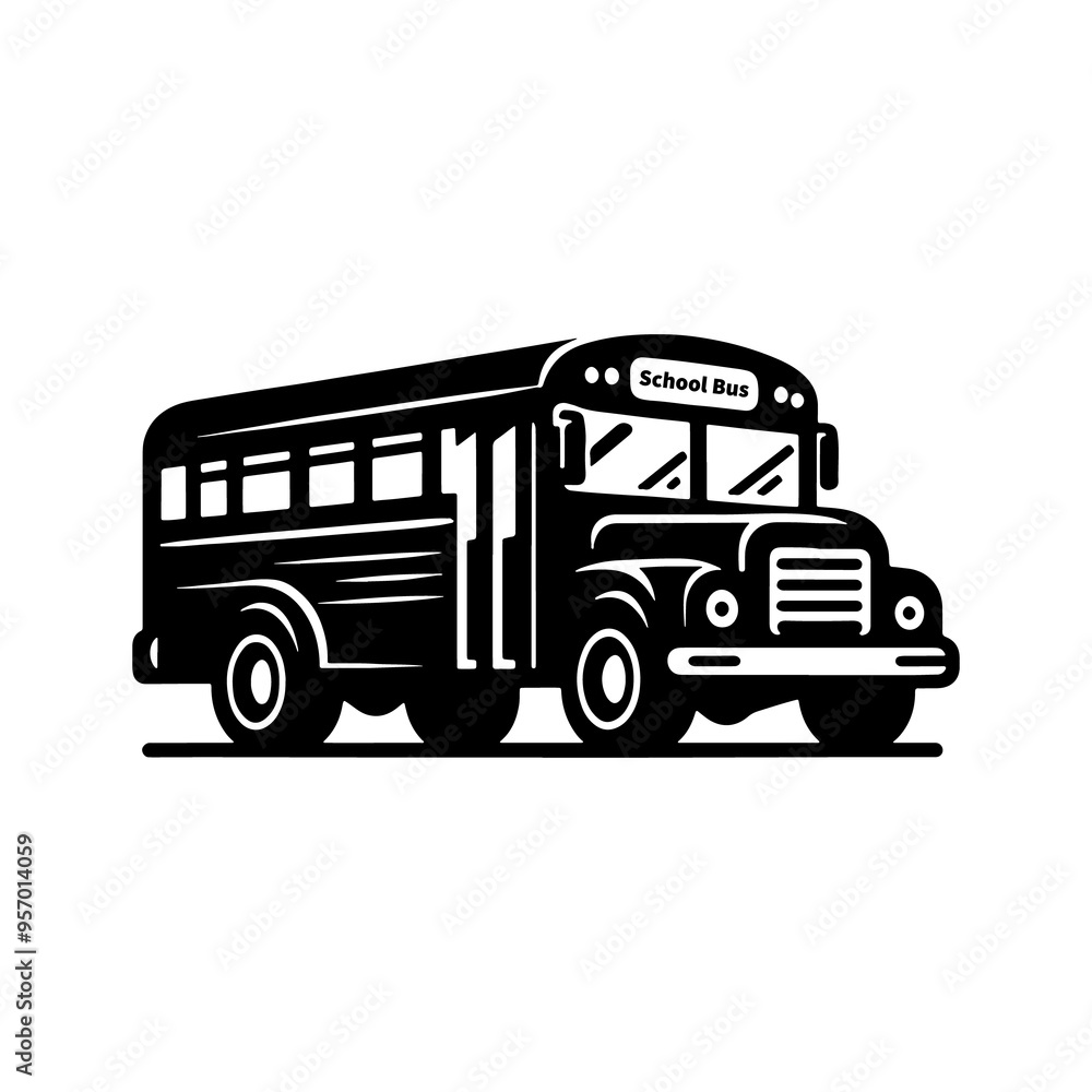 Minimalist Black and White School Bus Icon Design for Educational Graphics Minimalist Black and White School Bus Icon Design for Educational Graphics