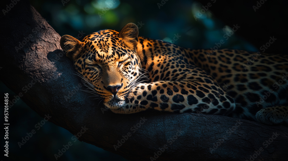 Sleeping Leopard in the Jungle: A Moment of Peace Sleeping Leopard in the Jungle: A Moment of Peace