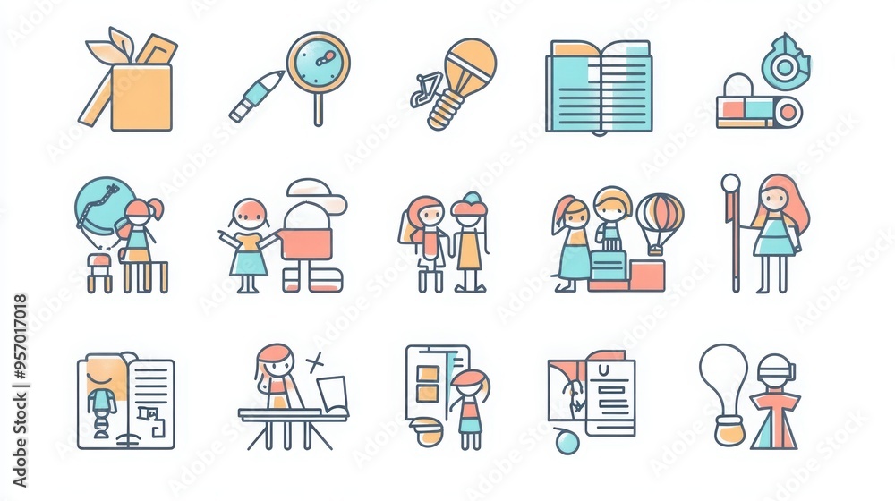 Missed Class Icon School Events thin line icon set. Containing assembly, sports day ...