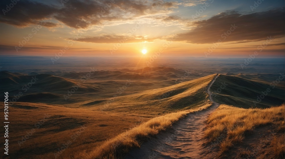 Steppes and mountains, landscape Steppes and mountains, landscape