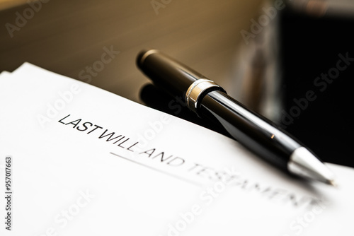 Wallpaper Mural Last Will and Testament Document with Black Pen on Elegant Desk Surface for Legal, Financial Planning and Estate Management Usage Torontodigital.ca