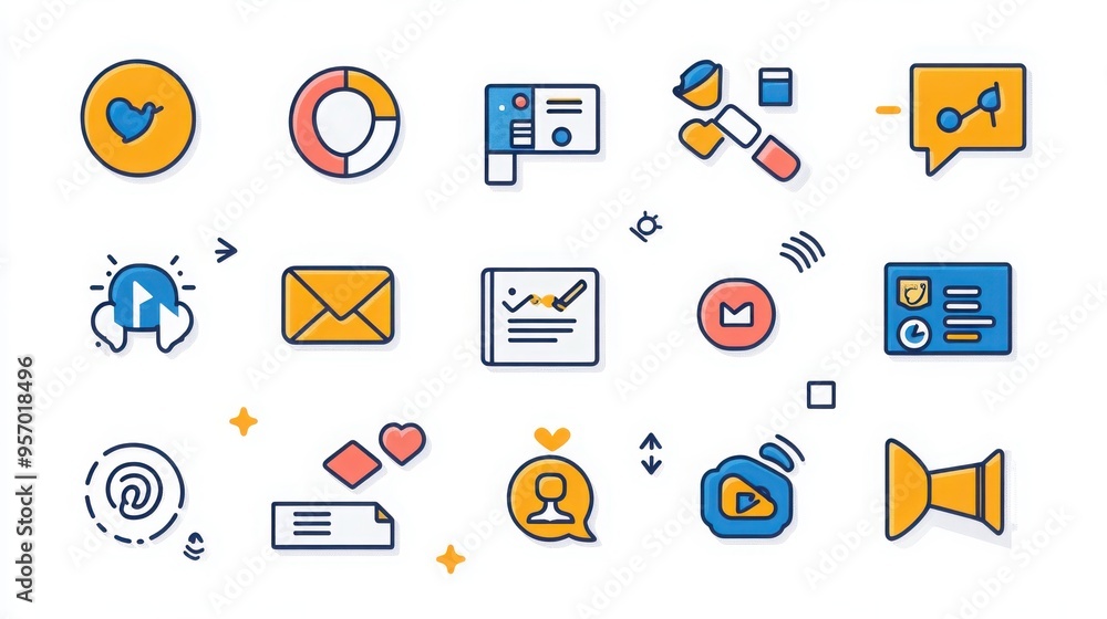 Social Media Management thin line icon set. Containing analytics, scheduler, engagement, insights, content calendar, follower growth, profile settings, notifications. Social Media Management thin line icon set. Containing analytics, scheduler, engagement, insights, content calendar, follower growth, profile settings, notifications.