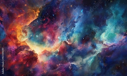 colorful space background with stars and nebulas