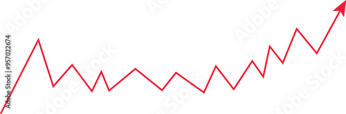 bar graph with a flag at the top. Concept of career growth and success. Isolated on a white background