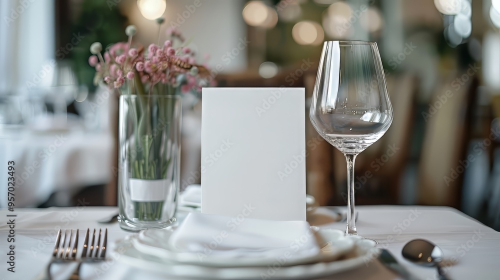 Fototapeta premium Blank menu card mockup, elegant design for anniversary celebrations and retirements