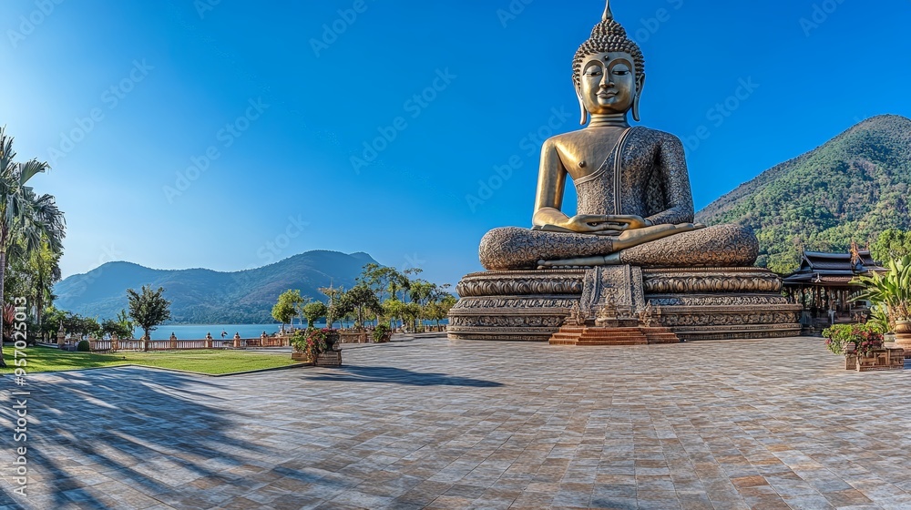 Large Buddha statue at dawn Large Buddha statue at dawn