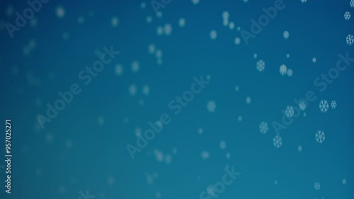 Wallpaper Mural Snowy Winter Background, featuring a flurry of soft white snowflakes falling against a gradient blue backdrop, creating a serene winter scene. Torontodigital.ca