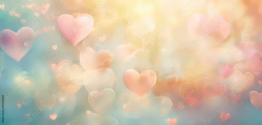 bunch pink and blue hearts floating in the air bunch pink and blue hearts floating in the air