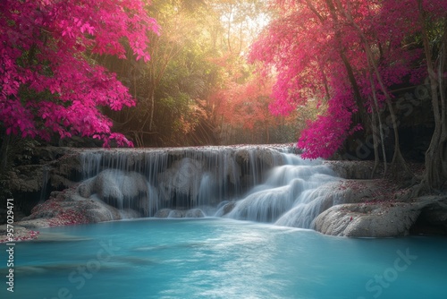 Fall is a beautiful season to see waterfalls in nature, and one of the most colorful forests of the year