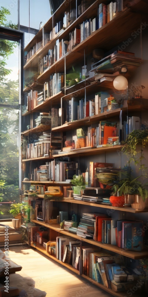 room with lot books on the shelves room with lot books on the shelves