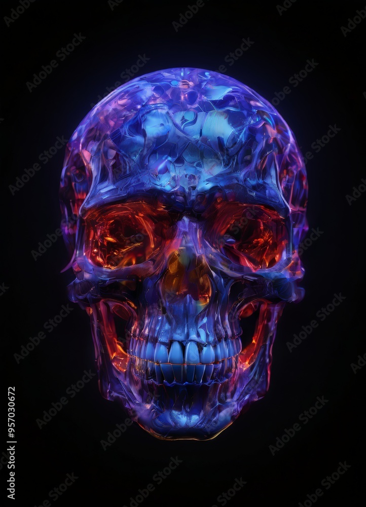 colorful skull with glowing face colorful skull with glowing face