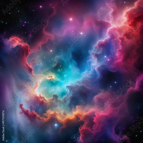 colorful nebula galaxy illustration background