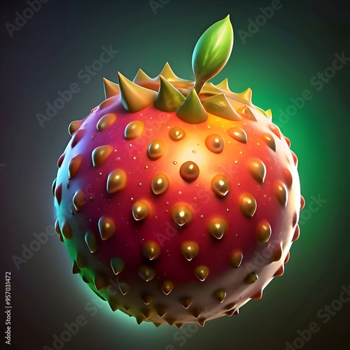 A vibrant 3D illustration of a marang fruit. rendered with realistic detail. photo