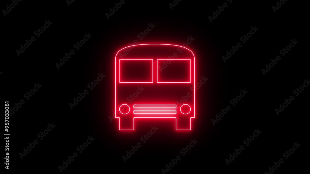 A bus icon depicting a rectangular vehicle with large windows and two wheels. It has a front-facing view, with headlights, a windshield, and a destination sign at the top. A bus icon depicting a rectangular vehicle with large windows and two wheels. It has a front-facing view, with headlights, a windshield, and a destination sign at the top.