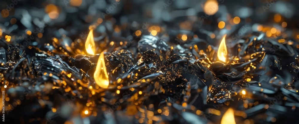 close up pile black and gold foil close up pile black and gold foil