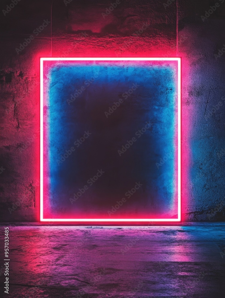 Neon Frame in Dark Room Neon Frame in Dark Room