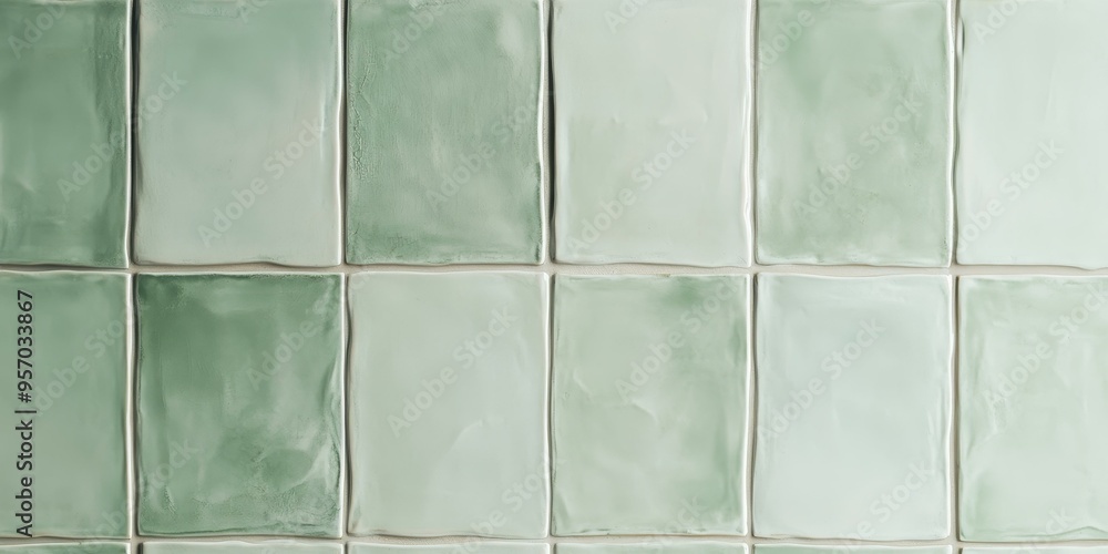 Green and white square tiles. Green and white square tiles.