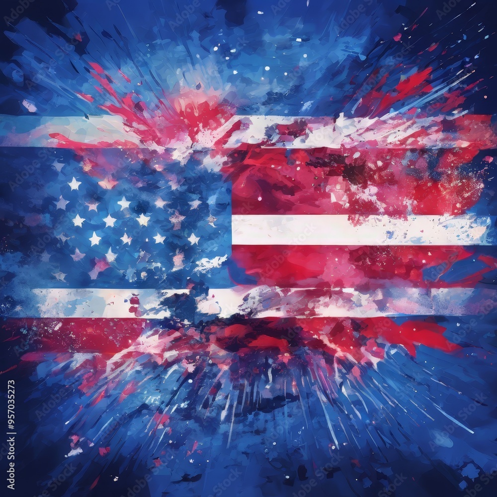 Naklejka premium the flag united america painted in red, white and blue