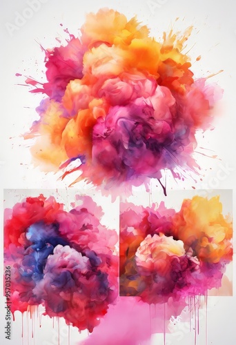 colorful paint splashs and drops