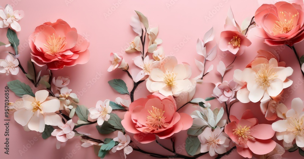 Obraz premium bunch flowers on pink background