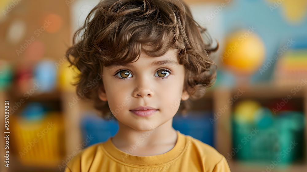 Closeup Little Boy Doing Montessori Activities Closeup Little Boy Doing Montessori Activities