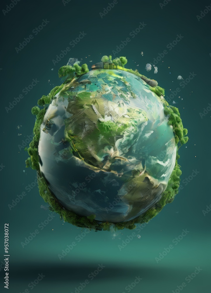 Fototapeta premium green planet with blue background