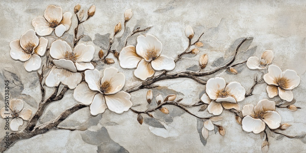 White flowers on a textured background. White flowers on a textured background.