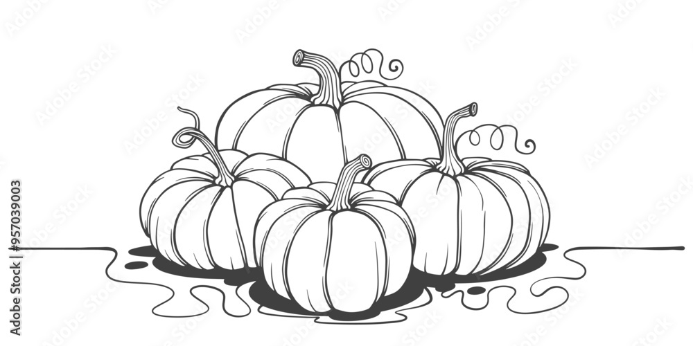 Pumpkin line art style vector illustration Pumpkin line art style vector illustration