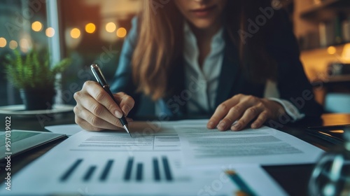 Businesswoman signing a document