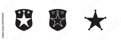 Sherif star icon for apps and web sites. Sherif icon vector set with shields.