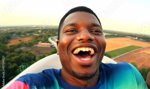 Wallpaper Mural Joyful Zimbabwean Man Enjoying a Roller Coaster Ride Torontodigital.ca