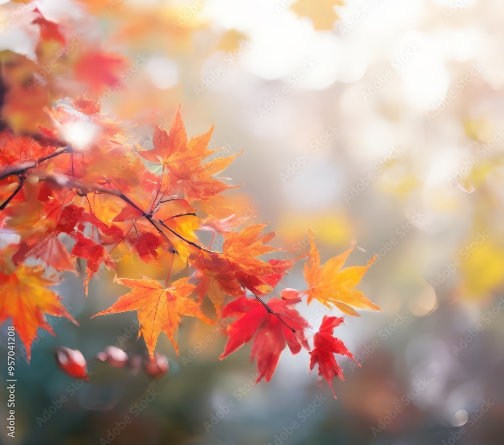 close up tree with red and yellow leaves close up tree with red and yellow leaves