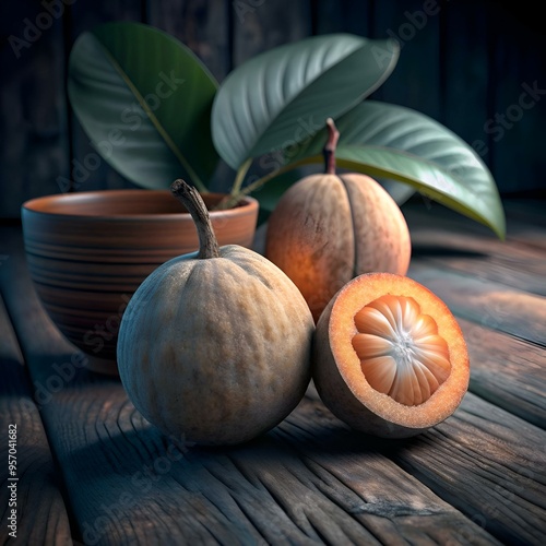 A stunning 3D illustration of a santol fruit. perfect for culinary. botanical. or tropical themed designs. photo