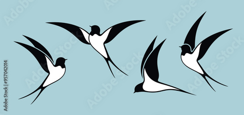 Swallow logo. Isolated swallow on white background