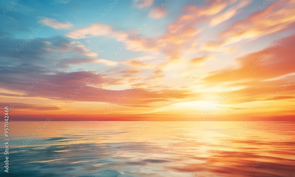 Fototapeta premium beautiful sunset over the ocean with clouds