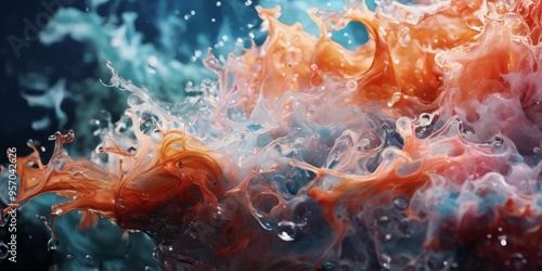 close up colorful liquid explosion