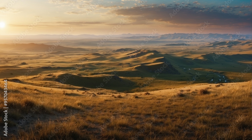 Beautiful afternoon sky, steppe and plateau Beautiful afternoon sky, steppe and plateau