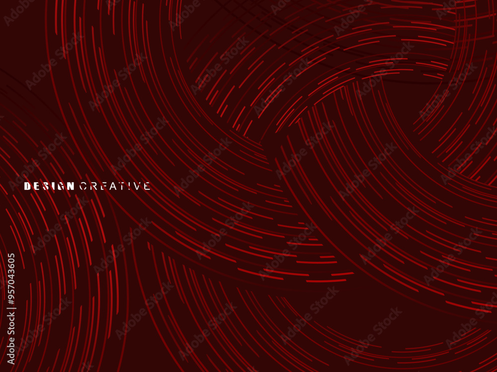 Abstract red glowing geometric lines on dark red background. Modern shiny red circle lines pattern. Futuristic technology concept, perfect for covers, posters, banners, brochures, websites, etc. Abstract red glowing geometric lines on dark red background. Modern shiny red circle lines pattern. Futuristic technology concept, perfect for covers, posters, banners, brochures, websites, etc.