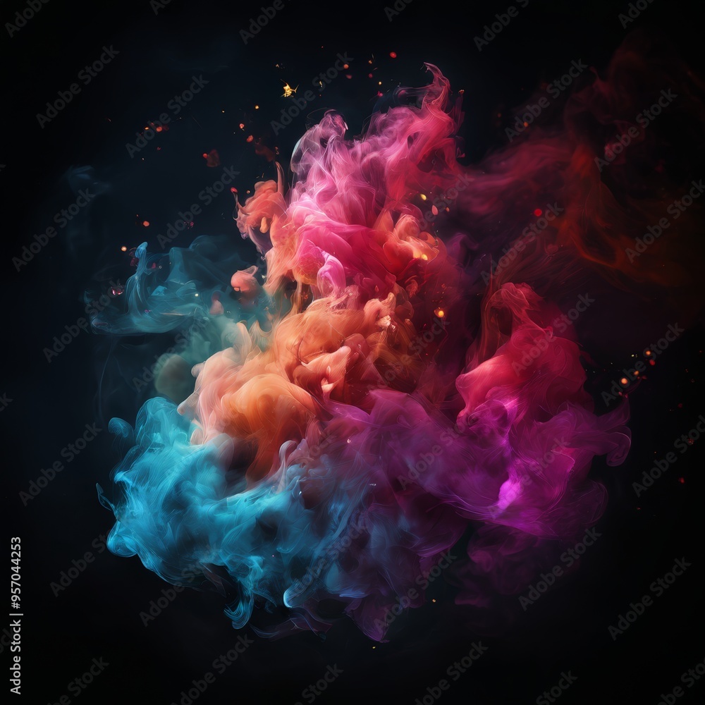 Fototapeta premium colorful smoke on black background