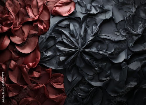 bunch red and black paper flowers