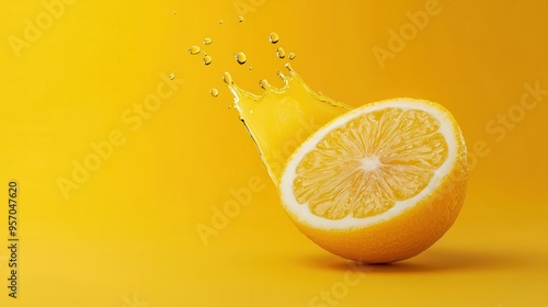 Ultra-detailed image of a juicy lemon slice being squeezed