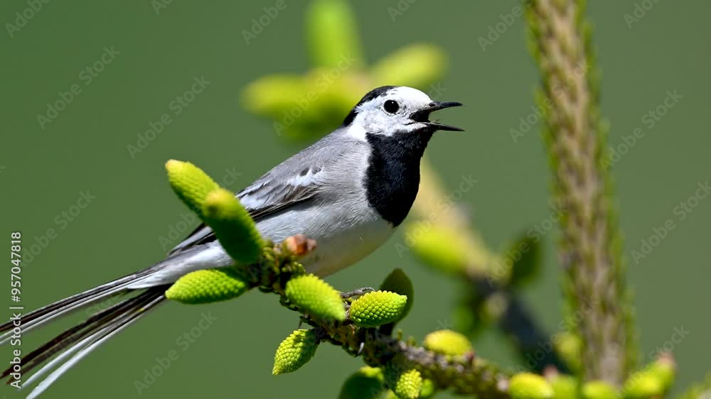 White wagtail bird on a branch White wagtail bird on a branch