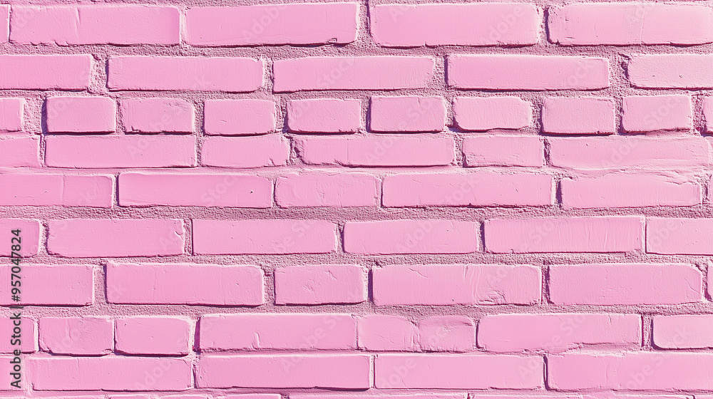 Obraz premium Pastel pink ordered brick wall texture background,backdrop for lady or woman concept.