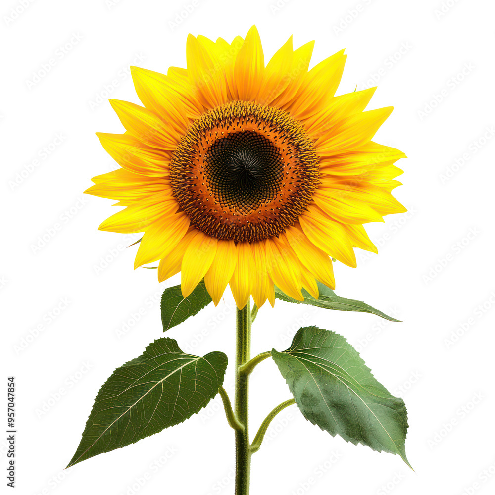 Fototapeta premium Sunflower object isolated on transparent png. 