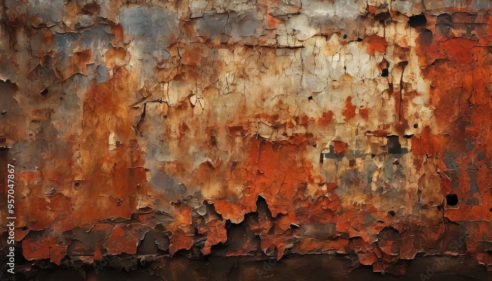 Obraz premium rust wall with red and brown paint