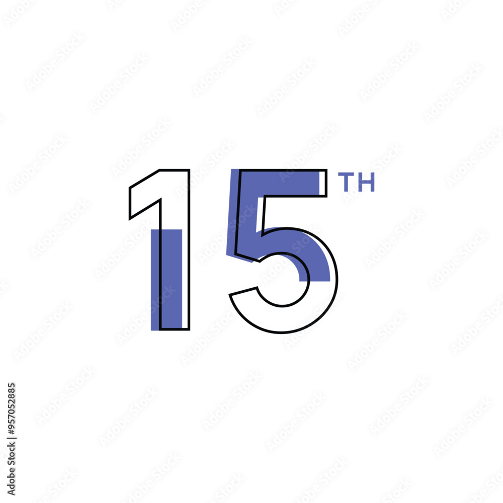 15 Th Anniversary Number Design Flat Style Collection Vector Template Illustration 15 Th Anniversary Number Design Flat Style Collection Vector Template Illustration