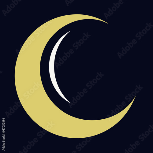  crescent moon, star silhouette, vector