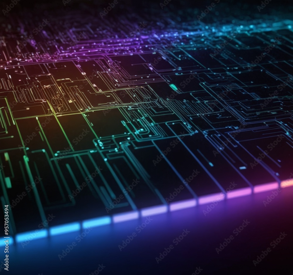 Obraz premium circuit board with many colored lines