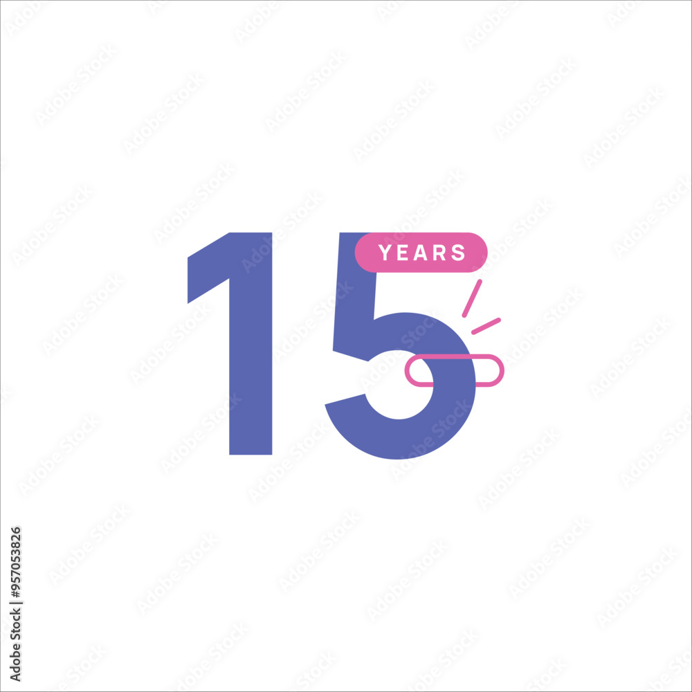 15 Years Anniversary Number Design Flat Style Collection Vector Template Illustration 15 Years Anniversary Number Design Flat Style Collection Vector Template Illustration