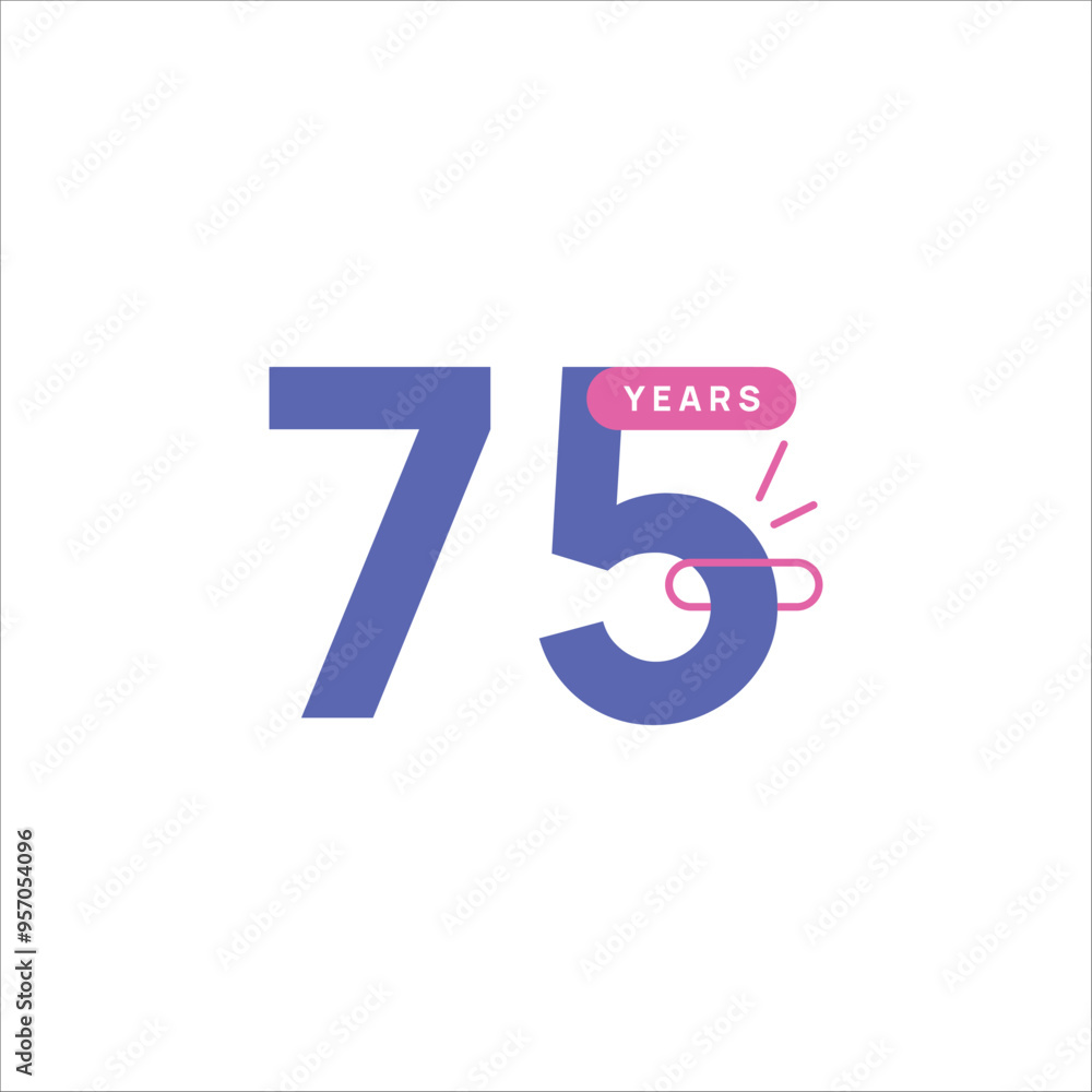 75 Years Anniversary Number Design Flat Style Collection Vector Template Illustration 75 Years Anniversary Number Design Flat Style Collection Vector Template Illustration